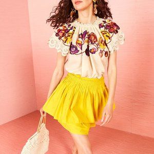 Ulla Johnson RUMI Embroidered Floral Crochet Top 0